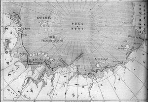 探险家尼尔斯-阿道夫-埃里克（Eric）男爵诺登斯基（Nordenskjold）（1832-1901）追踪的 "织女星 "号航行地图。1878年，诺登斯乔尔德沿着西伯利亚的海岸从大西洋进入太平洋。世界画报》中的版画 作者 法语学校