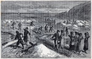 19世纪的布列塔尼Marais salants - Alexis Clerc的 "科学带来的感激--物理学和化学 "中的版画 - 19世纪末 - 私人收藏 作者 法语学校