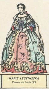 Marie Leczinscka，路易十五的妻子（彩色版画） 作者 法语学校