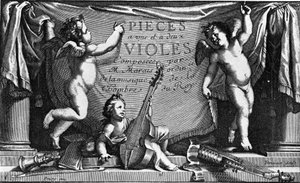 Marin Marais, "Pieces a une et feux viololes "的封面画 作者 法语学校