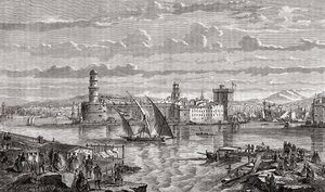 18世纪的马赛，在布列塔尼之后由Pibaraud雕刻，来自Louis Blanc的“法国革命史”（1811-82） 作者 法语学校