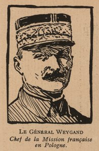 Maxime Weygand，法国将军，1920 年波苏战争期间被派往支持波兰第二共和国的联合使团成员（石版画） 作者 法语学校