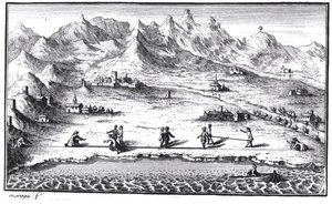 测量Meridian，来自La Meridienne de Paris的插图由Cesar-Francois Cassini de Thury，1744 作者 法语学校