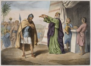 Melchizedek祝福亚伯拉罕，来自教理问答LHistoire Sainte的插图，由Charles Delagrave，巴黎出版 作者 法语学校