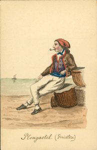 菲尼斯泰尔普卢加斯特尔的男士服装（彩色石版画） 作者 法语学校