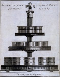 金属制品：1780-96号展台上的一套利口酒杯 作者 法语学校