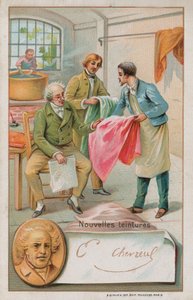 法国化学家Michel Eugene Chevreul（1786-1889）检查了一些新染料 作者 法语学校