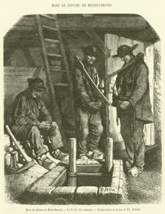 Bechelbronn 沥青矿，La Priere des Mineurs（雕刻） 作者 法语学校