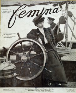 1907 年 1 月 8 日在基尔帆船赛上“路易丝-爱丽丝”号游艇桥上的马比洛小姐 - 在“Femina”中 作者 法语学校