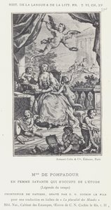 Mme De Pompadour，作为一个有学识的女人照顾书房，时间传奇（石版画） 作者 法语学校