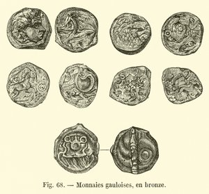 Monnaies gauloises, en bronze (engraving) 作者 法语学校