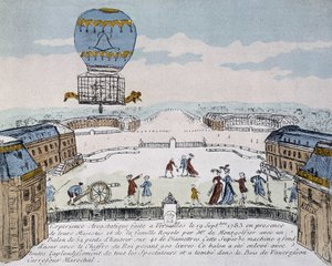 9 月 19 日，Montgolfier 在凡尔赛组织的第一次动物居住的浮空器飞行 作者 法语学校