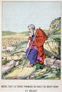 摩西从尼波山顶看到了应许之地，然后死了——在“摩西的一生”，编辑。 奥利维尔皮诺，埃皮纳勒，19 世纪末 作者 法语学校