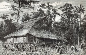 Dodinga的清真寺，新几内亚，从世界游览杂志的例证，1879年 作者 法语学校