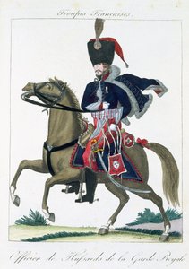 皇家卫队轻骑兵的骑兵，来自Troupes Francaises，酒吧。 chez Basset，Paris，c.1790 作者 法语学校
