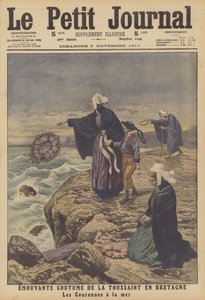布列塔尼万圣节的动人传统（彩色平版）。 作者 French School