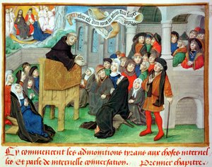 Ms.230 fol.57僧侣模仿讲道，来自激情和杂项特征的布道作者Jean de Gerson（1363-1429） 作者 法语学校