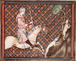 来自Chretien Legouais撰写的Ovide Moralise的1044 fol.76 Hunting Hares女士 作者 法语学校