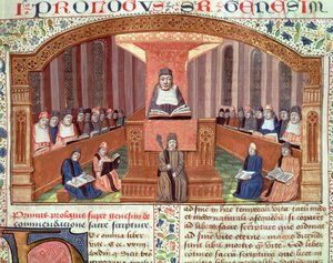 女士129 f.32索邦大学神学课程，来自Postilles sur le Pentateuch，插图由Nicolas de Lyre撰写的文字 作者 法语学校