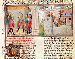 女士149 t.1第16条雅克·德·吉斯（Jacques de Guise）的“贵族历史博物馆”（Histoire des Nobles Princes de Hainaut）的协议和城堡建造 作者 法语学校