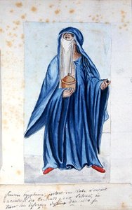 1688年埃及妇女手持装有纹身颜料的花瓶 作者 法语学校