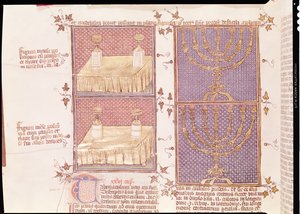 290 Tome女士1 f.89v产品和烛台，来自Nicolas de Lyre的Postilles sur la Bible
