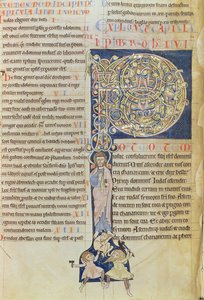 Ms 2 fol.3v t.1历史上的初始&39;P&39;，来自Saint-Andre aux-Bois修道院的圣经