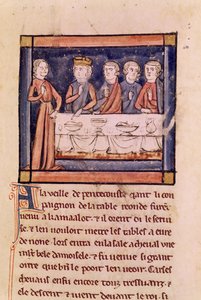 女士3347 fol.214五旬节前夕......，来自Messire Lancelot du Lac 作者 法语学校