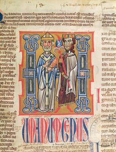 女士354 fol.9 14世纪Decretum Gratiani的一位主教和国王的缩影 作者 法语学校