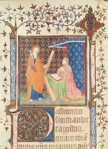 35岁以下的女士Jean de France（1340-1416）Duc de Berry在圣安德鲁之前祈祷，来自Sainte-Chapelle de Bourges的教会，c.1404-10 作者 法语学校