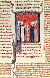 来自Decrets de Gratien的372 fol.161 A Baptism Scene 作者 法语学校