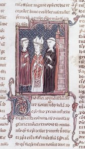 373 fol.51v来自Decrets de Gratien的一位僧侣，一位主教和一位住持 作者 法语学校