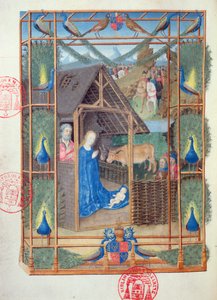 Ms 473 The Nativity with a peacocks，来自Heures de Charles de France，缩写为c.1466-69 作者 法语学校