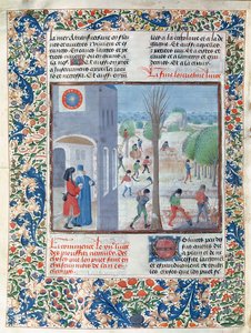 5064 f.299v女士一年中每个月的职业，来自Pietro de Crescenzi的Le Livre des Prouffitz Champestres的插图（1230-132021） 作者 法语学校