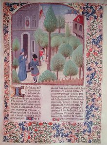 5064 fol.105r女士种植树木，来自Pietro de Crescenzi的Livre des Prouffitz Champestres（1230-132021） 作者 法语学校