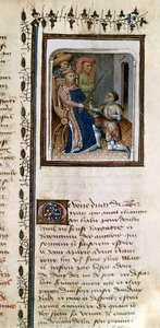 814 f.125r Bertrand du Guesclin女士（1320-80）被国王封为爵士，来自Du Guesclin的历史 作者 法语学校