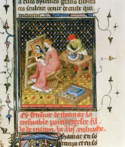 Fr 12420女士fol.86r Thamyris的故事，来自De Claris Mulieribus，来自Giovanni Boccaccio的作品 作者 法语学校