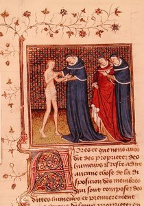 Ms Fr 22531 Fol.58v.对病人的检查，摘自Barthelemy l
