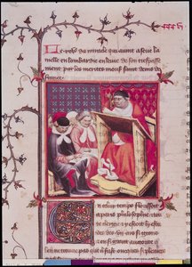 Fr 2608 Fol.295v女士来自法国Grandes Chroniques的巴黎大学教授，c.100 作者 法语学校