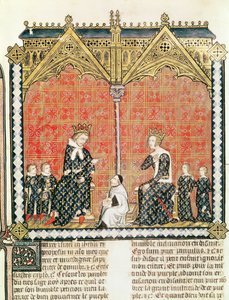 女士查尔斯五世（1338-80）和Jeanne de Bourbon女士（1338-77）及其子女，来自Guillaume Durand（1230-96）1374年的Rational des divins办公室 作者 French School