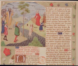 Fr 9197 Fol.157奥林巴斯与土星，冥王星，朱诺，维纳斯，木星和西布莉，来自Livre des Eschecs DAmour 作者 法语学校