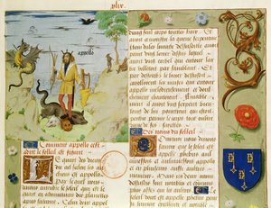 女士Fr 9197 Fol.49 Apollo杀死Python，来自Livre des Eschecs DAmour 作者 法语学校