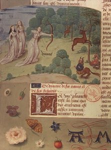 Ms Fr 9197 fol.140v Diana hunting, from Livre des Eschecs D