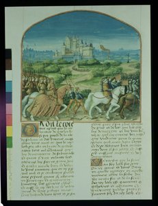 罗伯特·德·博恩（Robert de Boron）撰写的“梅林的故事”中的Fr 91 Fol.81v页，第1482-89页 作者 法语学校