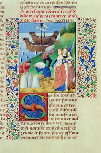 Hunter女士208 f.67r Dido从王子的堕落中走出Sychaeus Treasure，作者：Giovanni Boccaccio（1313-75）1472 作者 法语学校