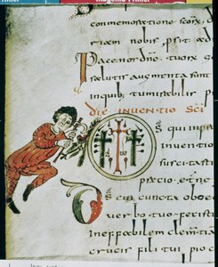 Lat 1248 fol.76v女士来自Gellone的Sacramentary的初始O. 作者 法语学校
