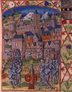 皇家女士皇家 20 E.III fol.152v 《埃夫勒的攻占》，选自《Chroniques de France ou de Saint Denis》。 作者 法语学校