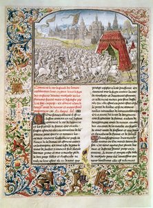 女士t.4 fol.230尼科波利斯战役于1396年传来Breslau手稿，来自Froissarts Chronicle，1472 作者 法语学校