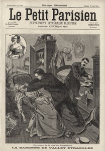 Baronne de Valley 在她位于巴黎 Rue de Penthievre 的家中被谋杀（版画） 作者 法语学校
