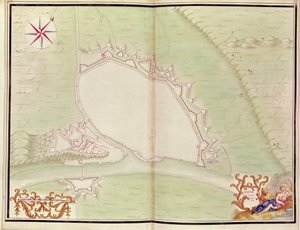 那慕尔，来自路易十四的阿特拉斯。国外座位计划，1665年（钢笔，水墨和水洗） 作者 法语学校
